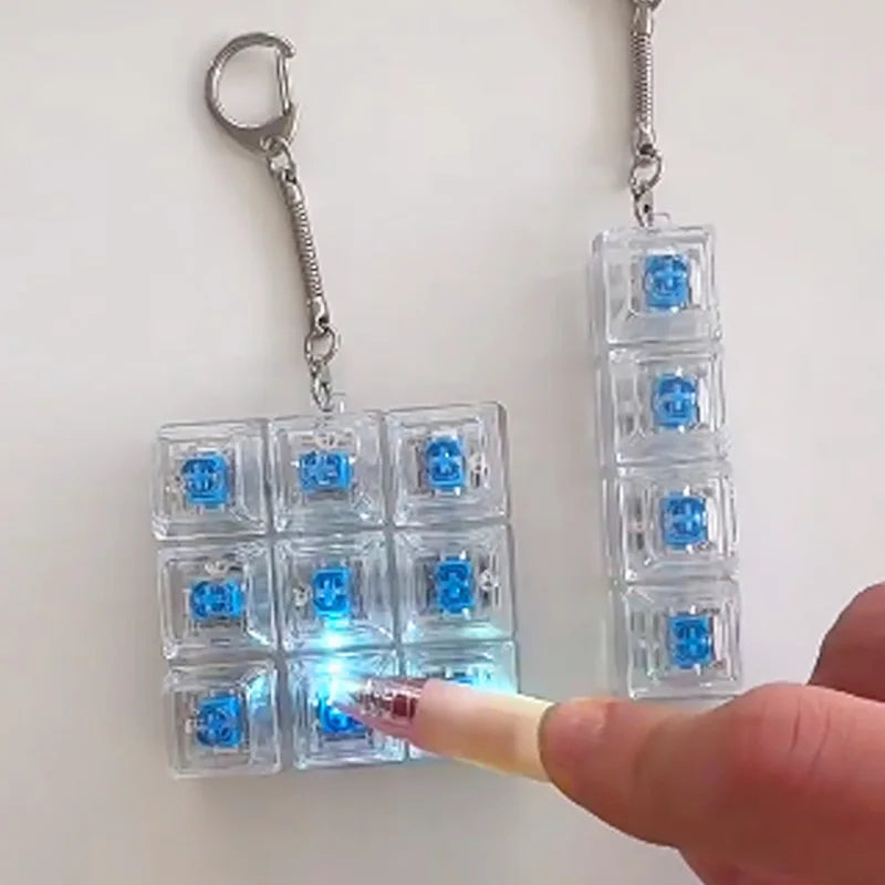 Keyboard Fidget Toys LED Crystal Keycap Keychain