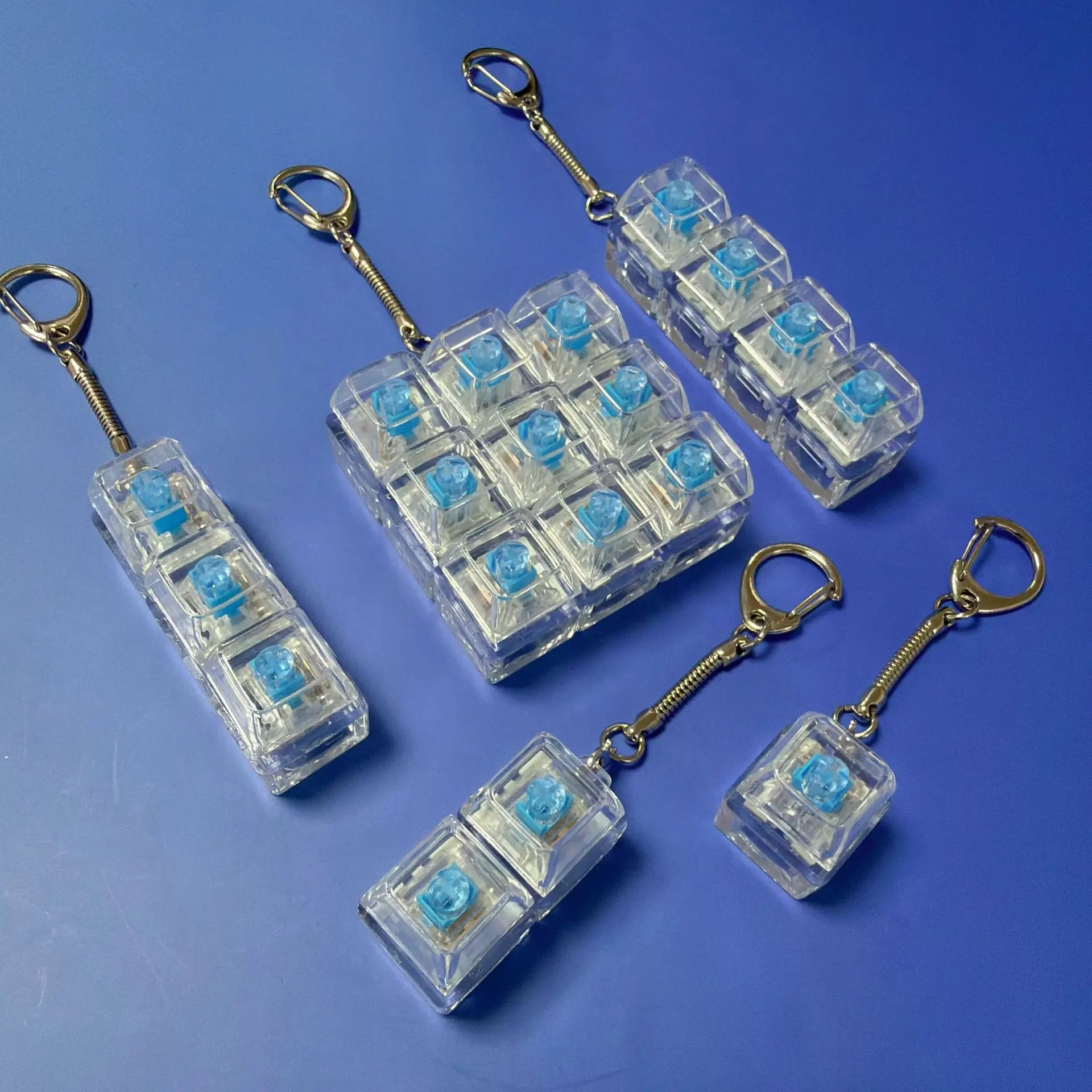 Keyboard Fidget Toys LED Crystal Keycap Keychain